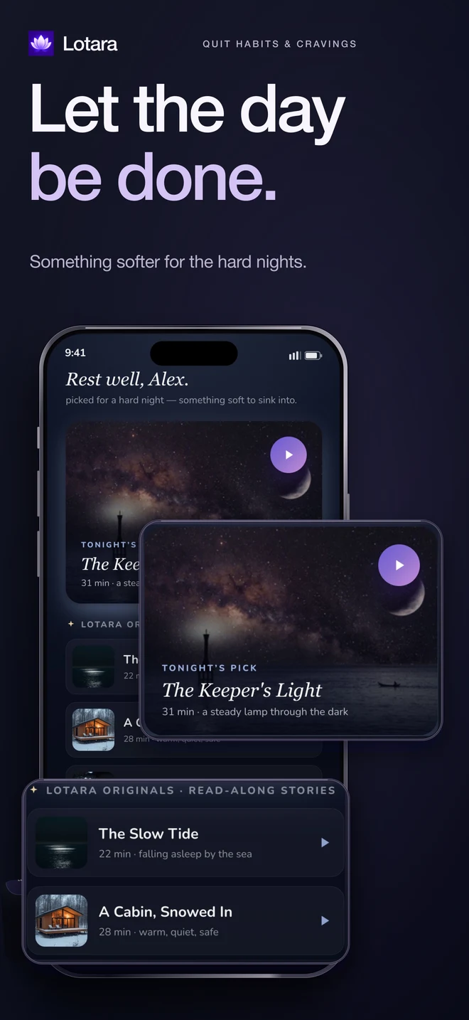 Let the day be done. Sleep stories for the hard nights.